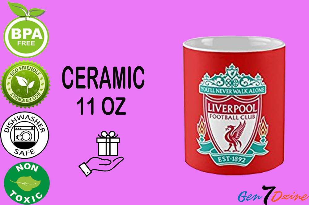 Gen7 Liverpool White Mug with Print | Football Coffee Mug | Man utd Printed Coffee Mug for Friends | 330 ml, Microwave & Dishwasher Safe 1