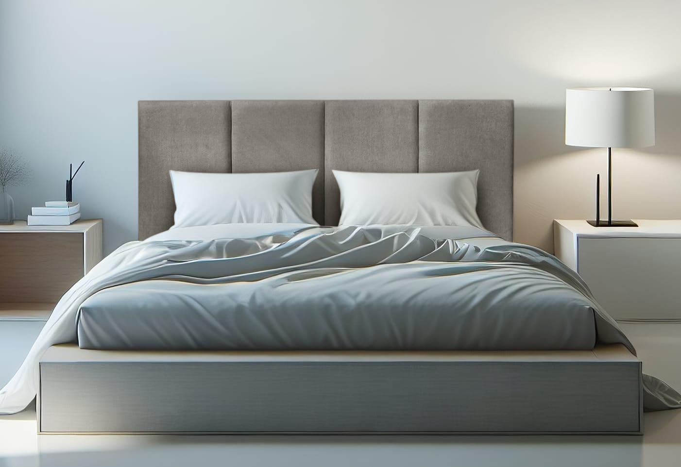 DecorQUALITY Cabecero de Cama Granada - Cabezal Tapizado Acolchado de Tela Antimanchas - Cabecero Premium Dormitorio (Gris 180x70)