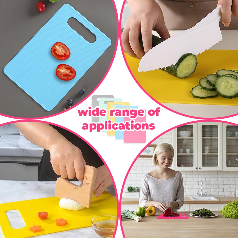 5 Piezas Tablas Cortar Plástico Cocina, 29x19cm Tabua de Corte Antibacteriana, Tabla de Picar Verdura Sin Bpa, Tablas de Cortar Clasificadas, Chopping Board, Cutting Board para Frutas Verduras Carnes