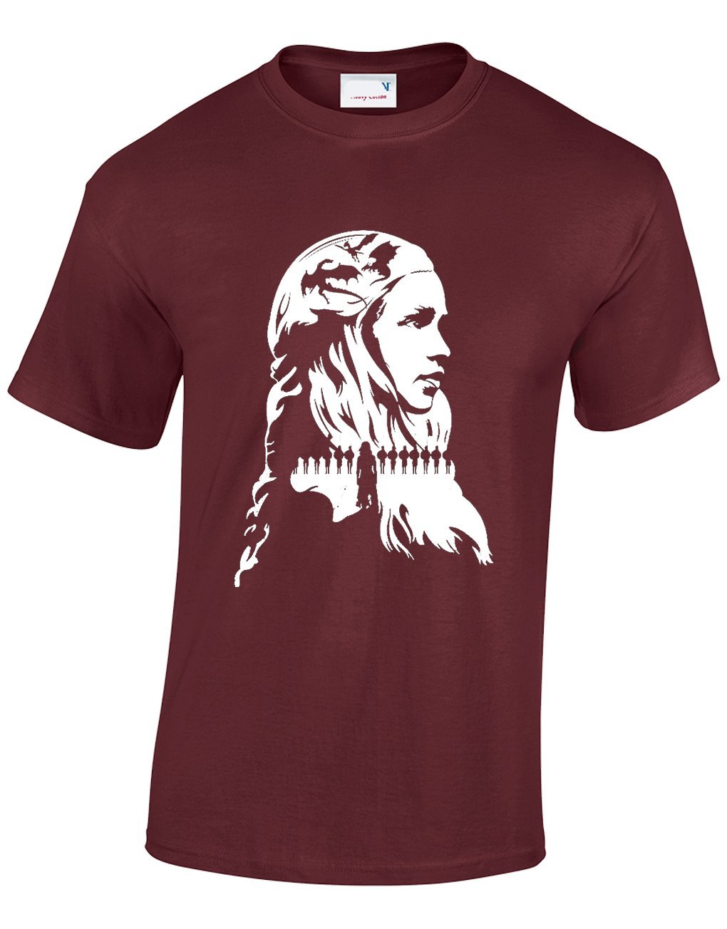 Crown Designs Queen Daenerys Silhouette Fantasy TV Show Inspired for Men & Teenagers T-Shirts Tops - Maroon/Medium