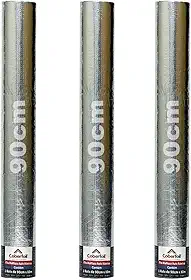 Kit 3 Mantas Asfáltica Adesiva Multiuso Metalizada 90cmx10m Auto Colante Vedação para Telhados Calhas Rufos Alta Resistência e Durabilidade Vazamentos Vedação Refletiva Aluminizada Rolo Fita