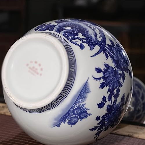 Miniatura 4 de Moisture Jarrones decorativos de cerámica de estilo chino binaural pintados a mano, jarrones de porcelana grandes de 19.6 pulgadas, florero