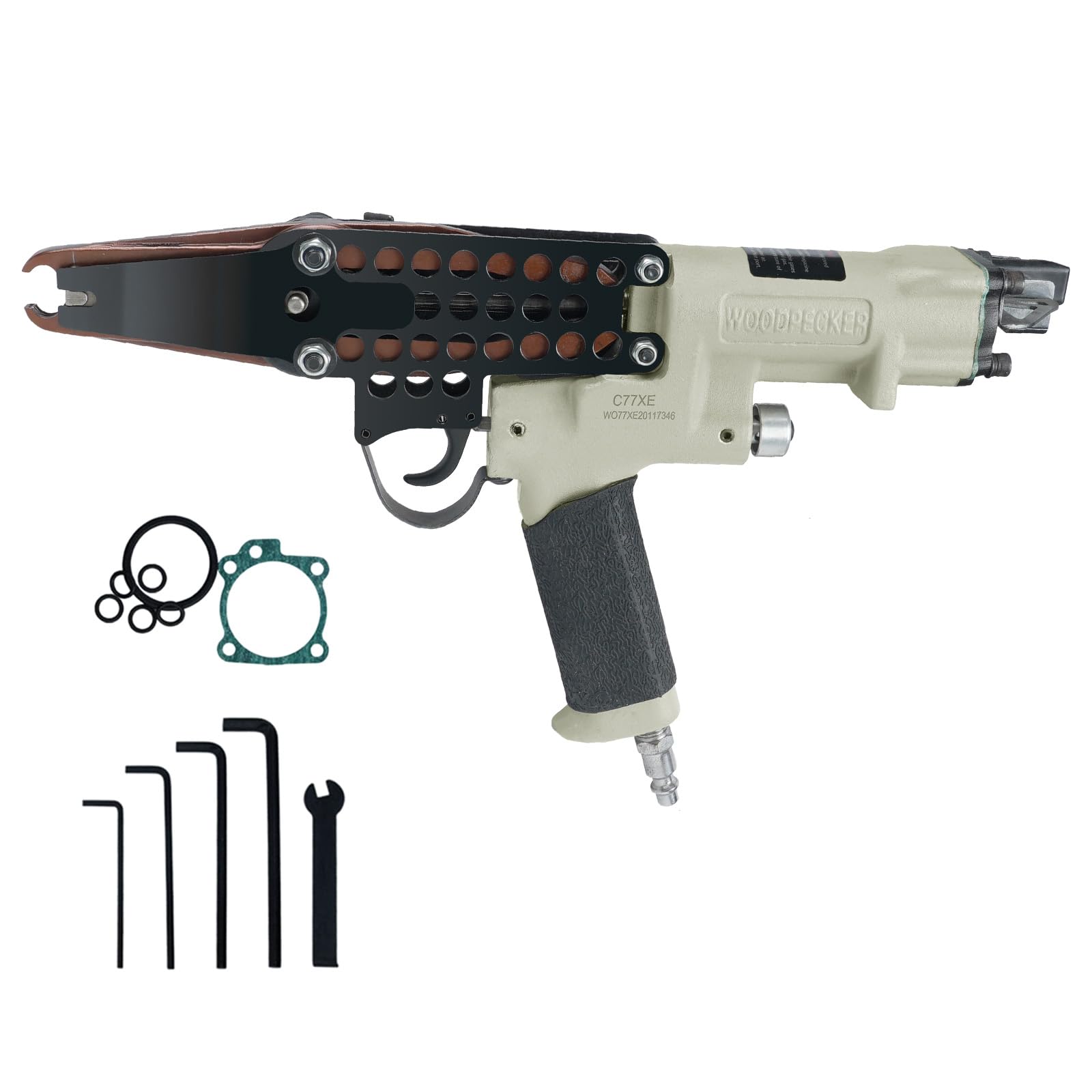 WOODPECKER C-77XE Air Hog Ring Gun with Extra Long Extended Nose, 15 Gauge, 3/4'' Crown, 8.0mm Closure Diameter, Pneumatic Hog Ring Plier Automatic C