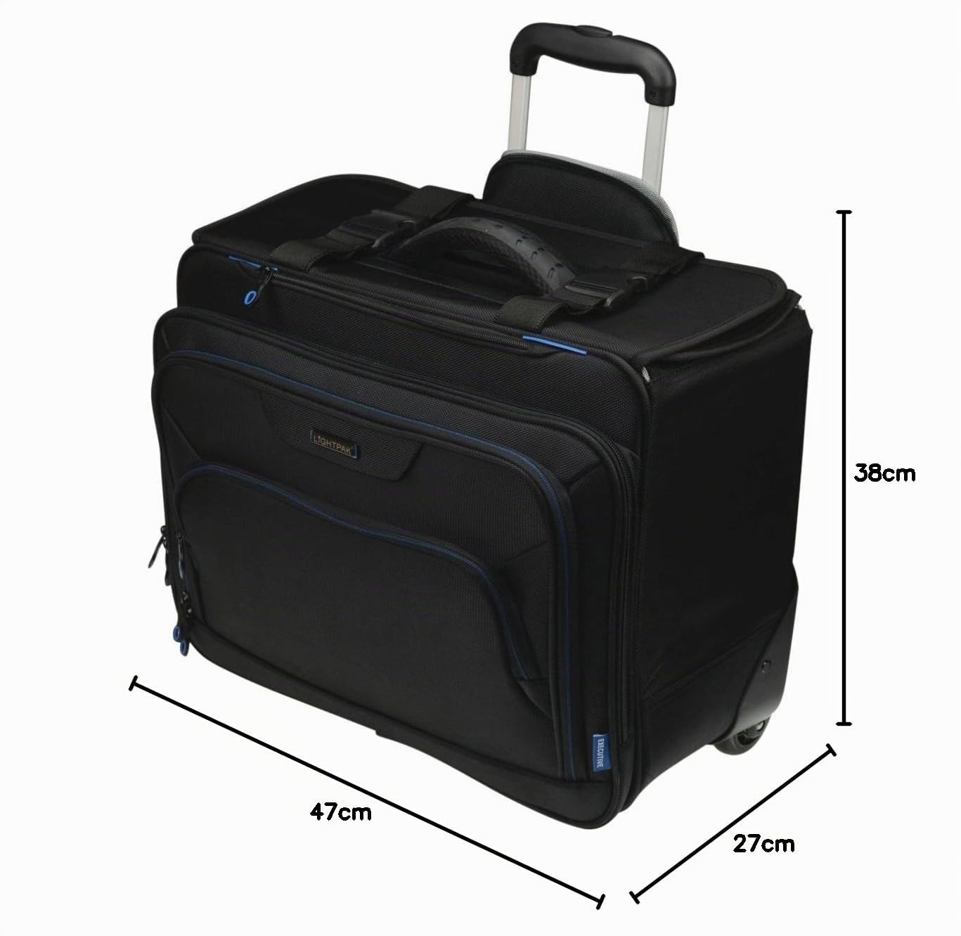 46108 Businesstrolley Pioneer, Laptoptrolley für Notebooks, Koffer mit arretierbarem Teleskoptrolleysystem, Laptoptasche aus Polyester, Tasche mit 2 Skaterrollen, Trolley
