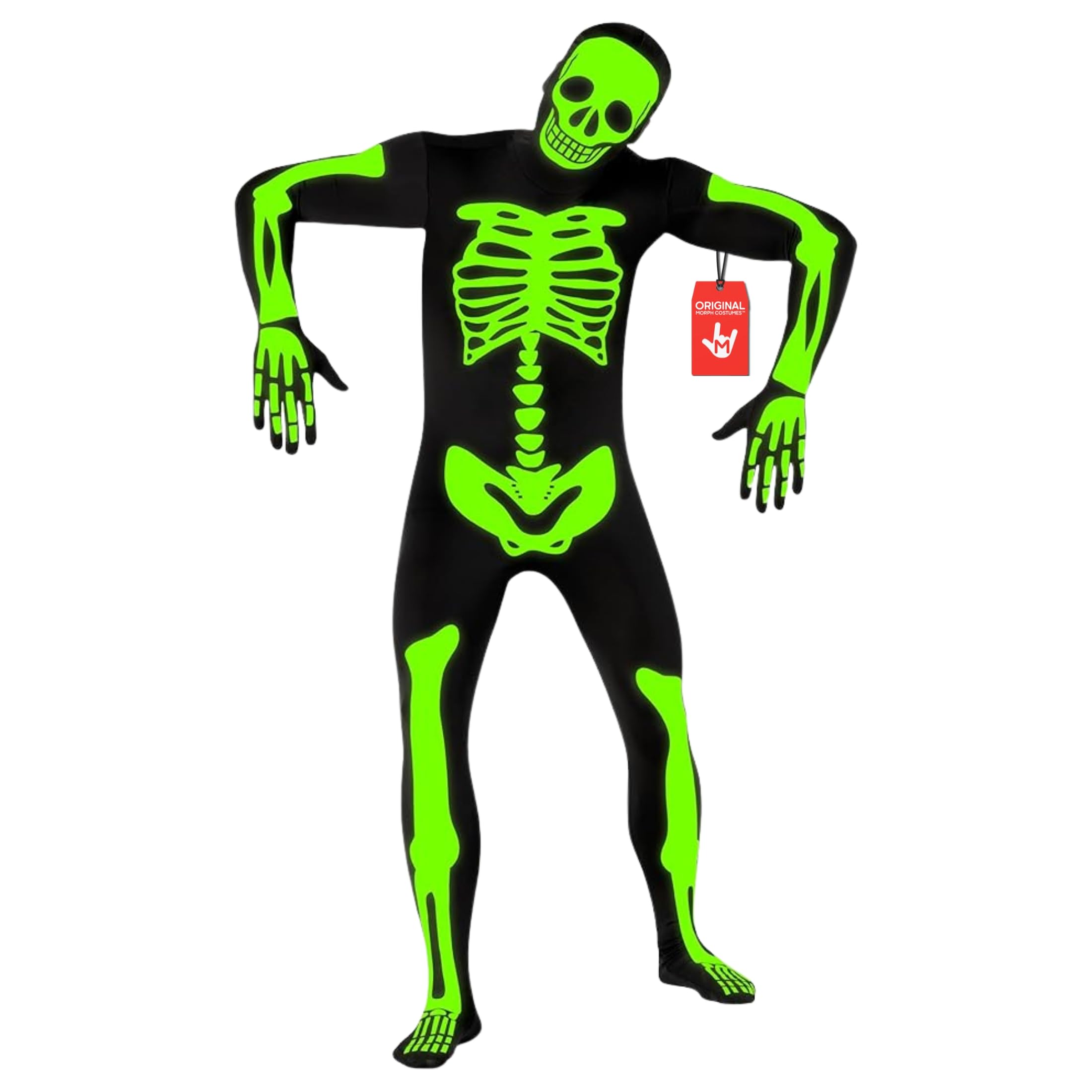 Morphsuits Adult Skeleton Costume Men, Mens Skeleton Costume Glow in Dark, Skeleton Adult Costume, Glow in Dark Skeleton