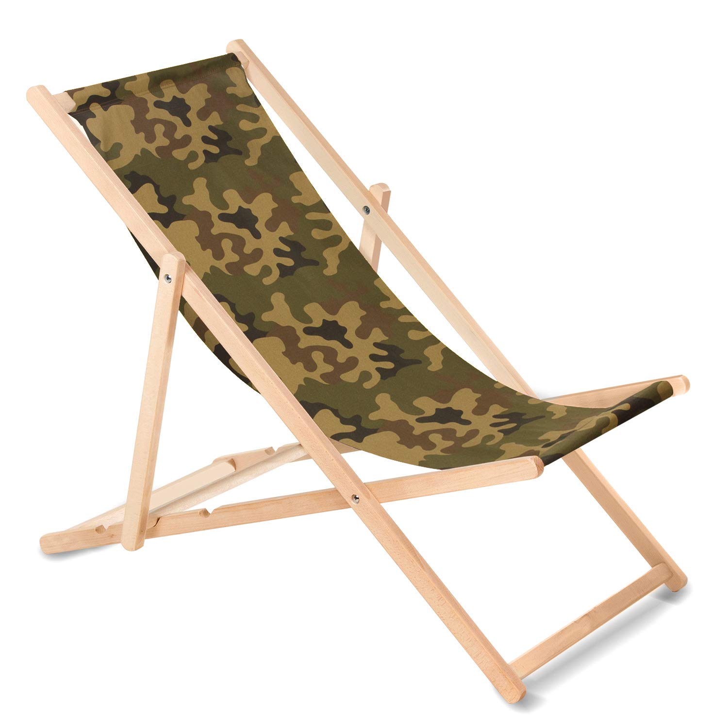 Green Blue Sunbed Classic Beech Multicolor Perfect For Summer Deckchair Hammock Chair (Camo Green)