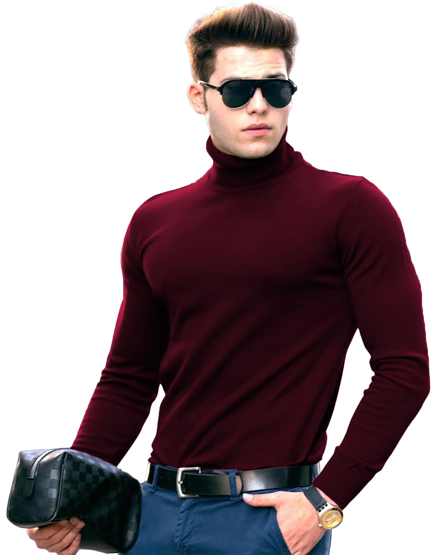 ausk Mens High Neck Tshirts || Regular Fit T-Shirt for Men || Full Sleeve Regular Fit T Shirt for Mens-picture-56