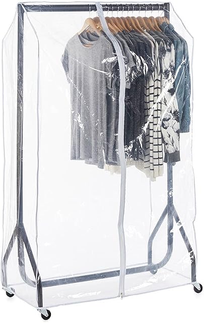 Shopfitting Warehouse Black Heavy-Duty Clothes Rail with Clear Cover 3ft wide
