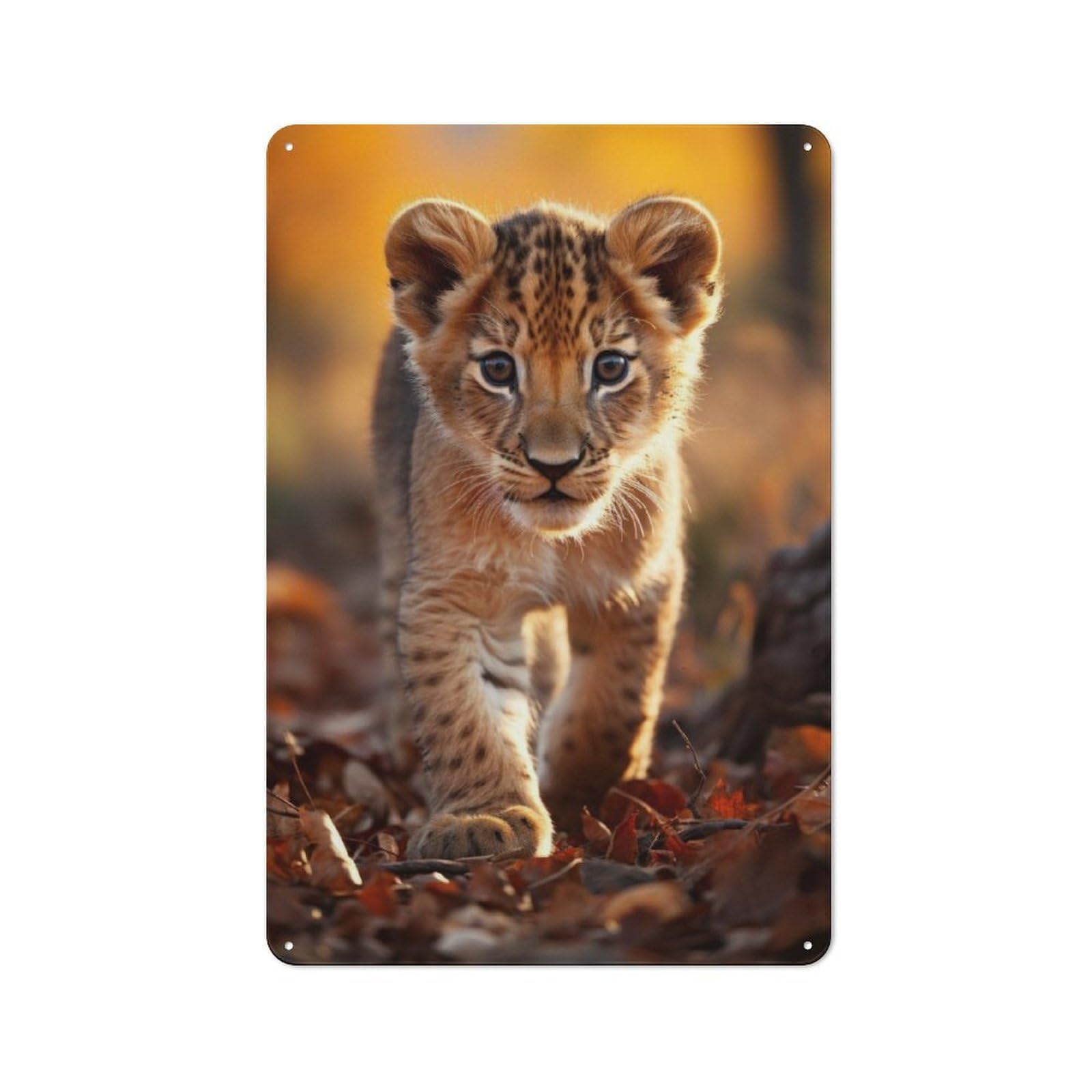 Junmoney Lion Cub Retro Tin Sign 30X20cm For Man Cave Or Games Room, For Collectors Decorating Games Rooms And Man Caves