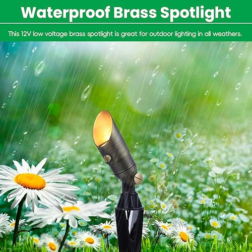 Miniatura 3 de Luz de paisaje de latón, mini proyector de bajo voltaje de 12 V con bombilla LED MR11 de 3 W, luz blanca cálida, luz de acento resistente a la