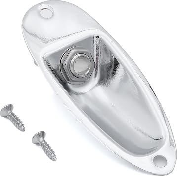Guitar Input Jack Socket Plate Output Loaded Boat Style 1/4 Inch with Screws for Fender Stratocaster Strat St Mono Electric Guitar for Electric Guitar Replacement Parts Chrome, Boat Type