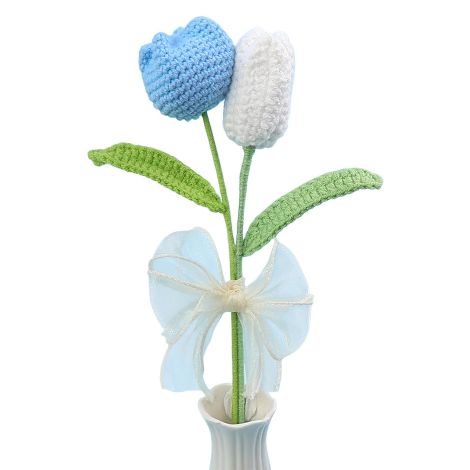 Msioytog Tulips Mixed Bouquet with Soft Yarn for Table Centerpieces Decorative Interlaced Tulips
