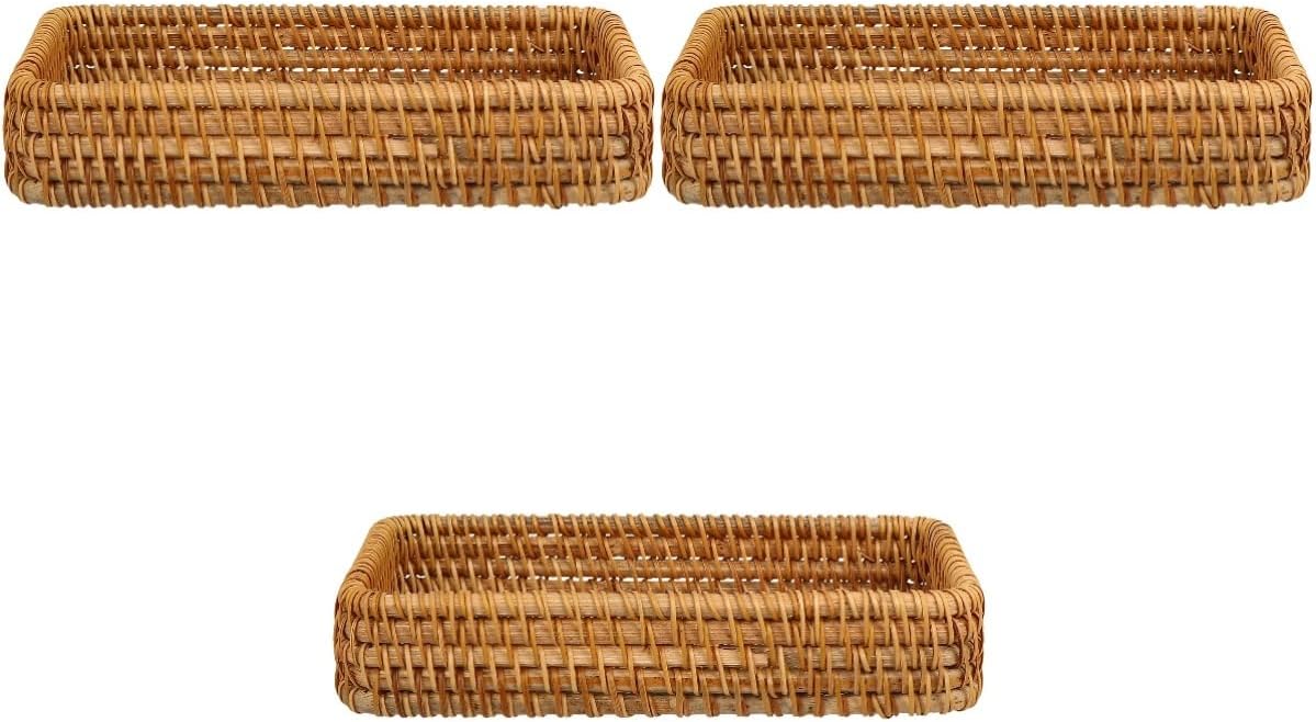 Healifty 3 Pcs Desktop Storage Basket Poly Wicker Fruit