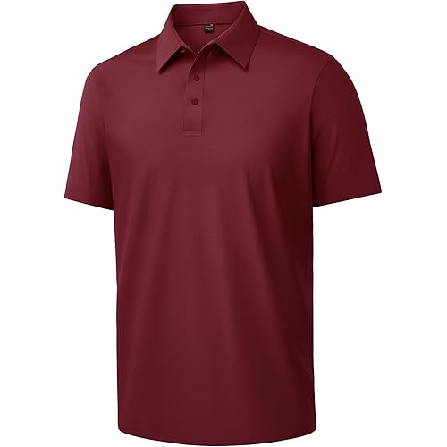 Alimens & Gentle Mens Polo Shirt Stretch Short Sleeve Dry Fit Golf Shirts Moisture Wicking Breathable Tops Daily Tennis Sport