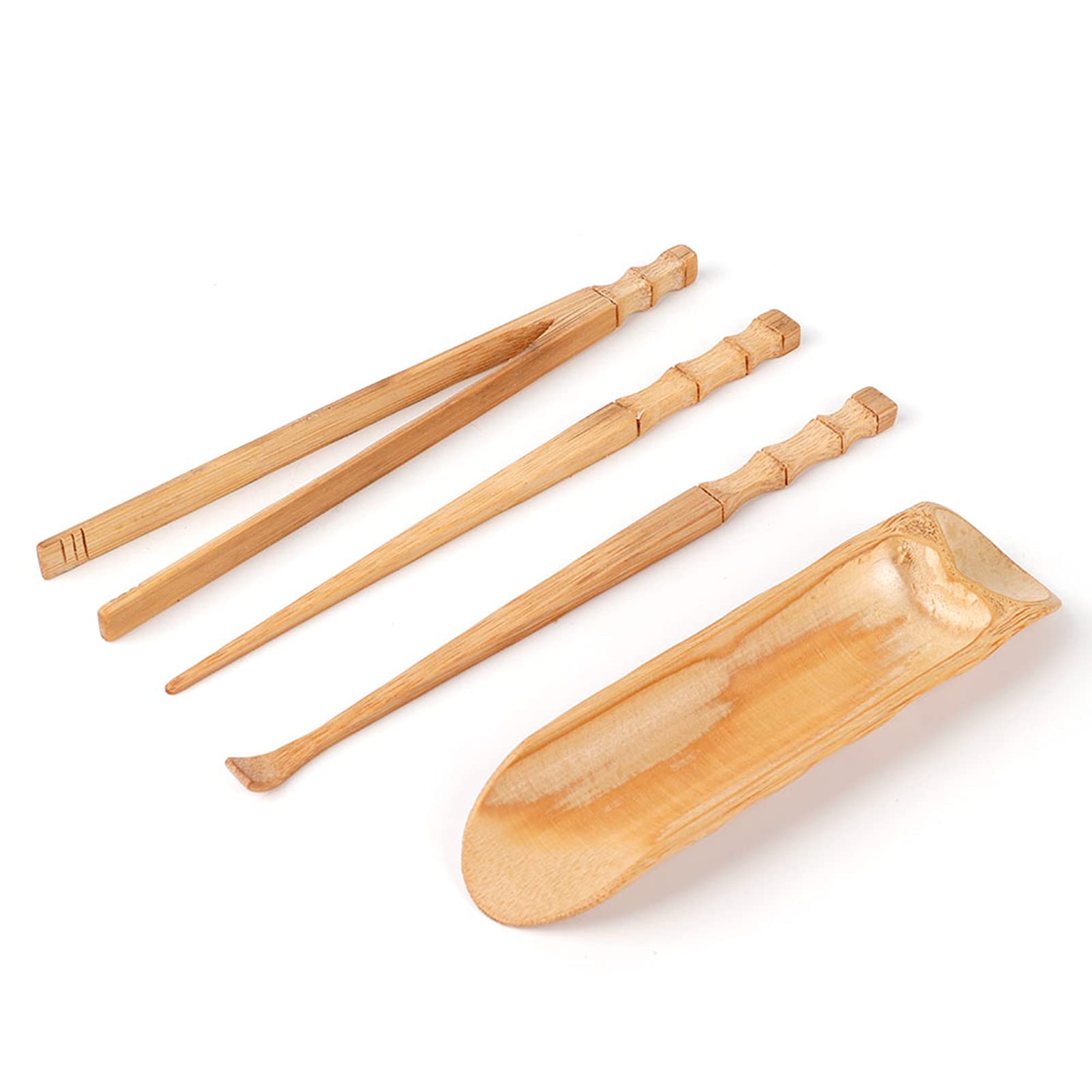 Jerliflyer 4Pcs Natural Bamboo Tea Set Chinese Classic Tea Service Tool Tea Ceremony Accessories Needle Shovel Bamboo Leaks for Household Restaurant