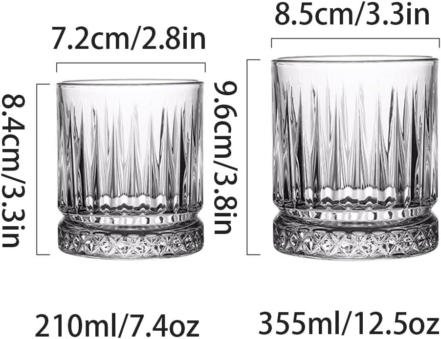 Exquisite 2 Pack Home Striped Glass Cup Ice Coffee Glasses Juice Beverage Cups Whiskey Glasses Drinking Mug Retro Glassware Set Practical