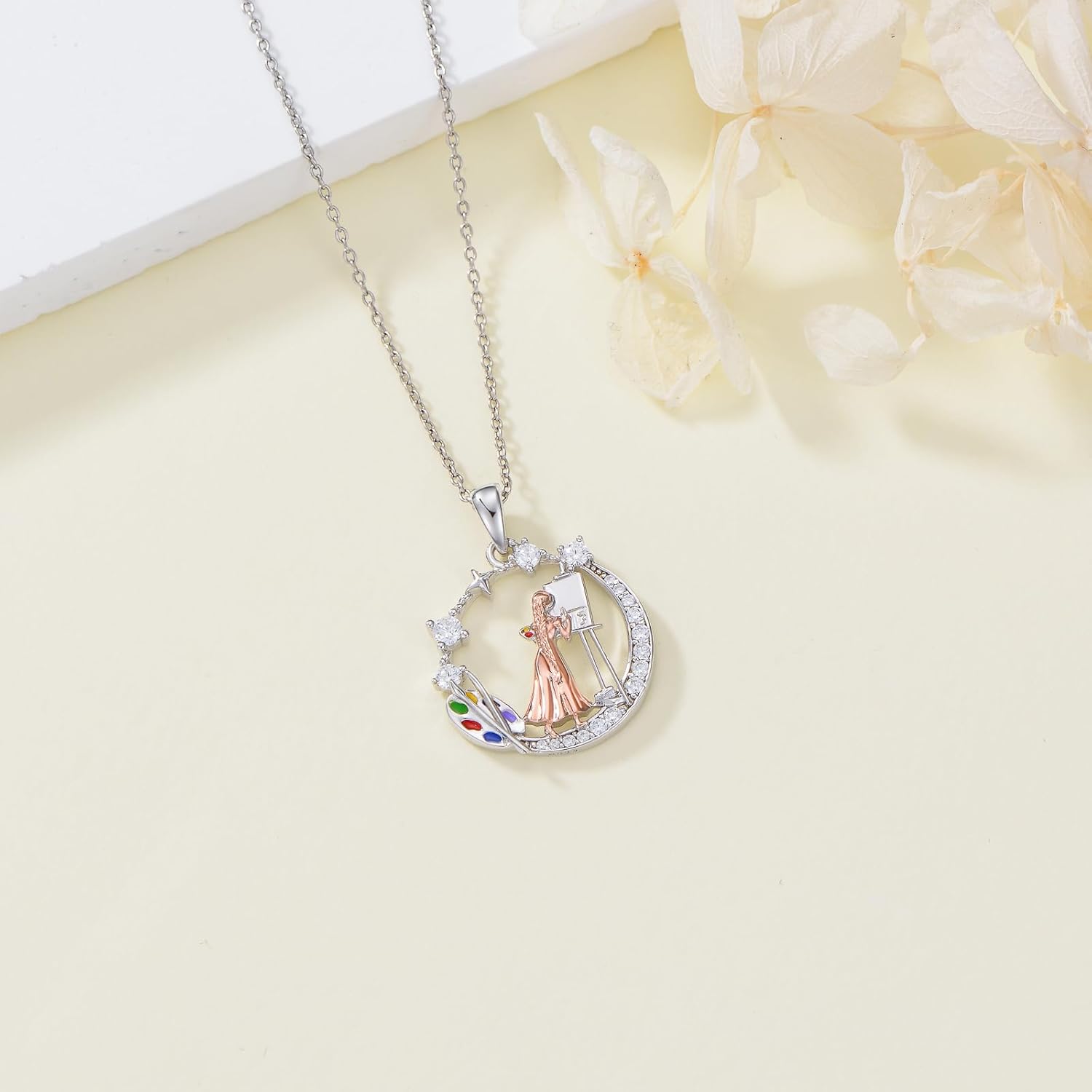 Guitar/Violin/Cello/Painting Necklace for Women Music Lovers 925 Sterling Silver Music Note Treble Clef Pendant Musical Jewelry Musical Art Gifts for Christmas Birthday - Image 5