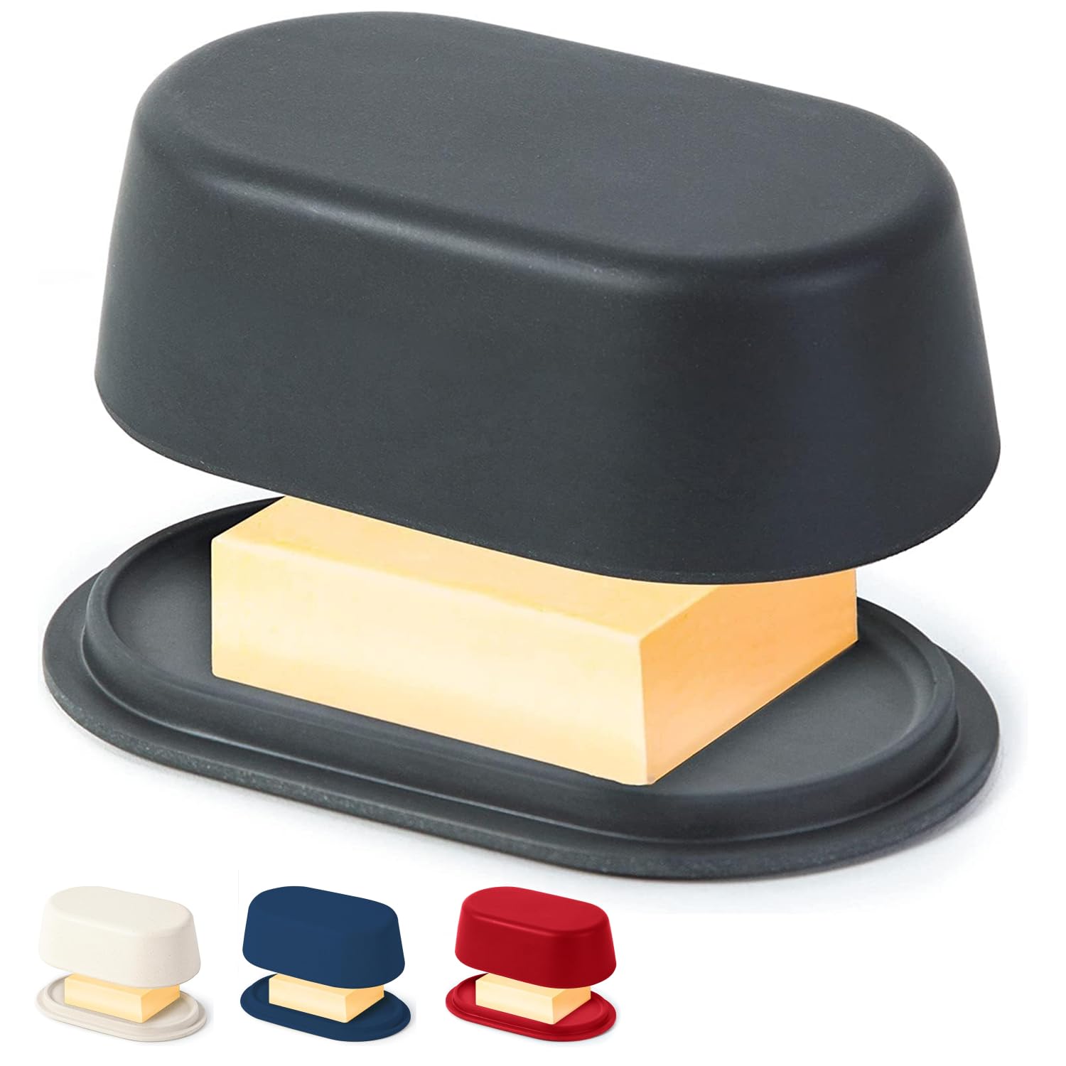 Modern Dark Grey Butter Dish with Lid - Dishwasher Safe - Perfectly Sized for Large European Style Butters