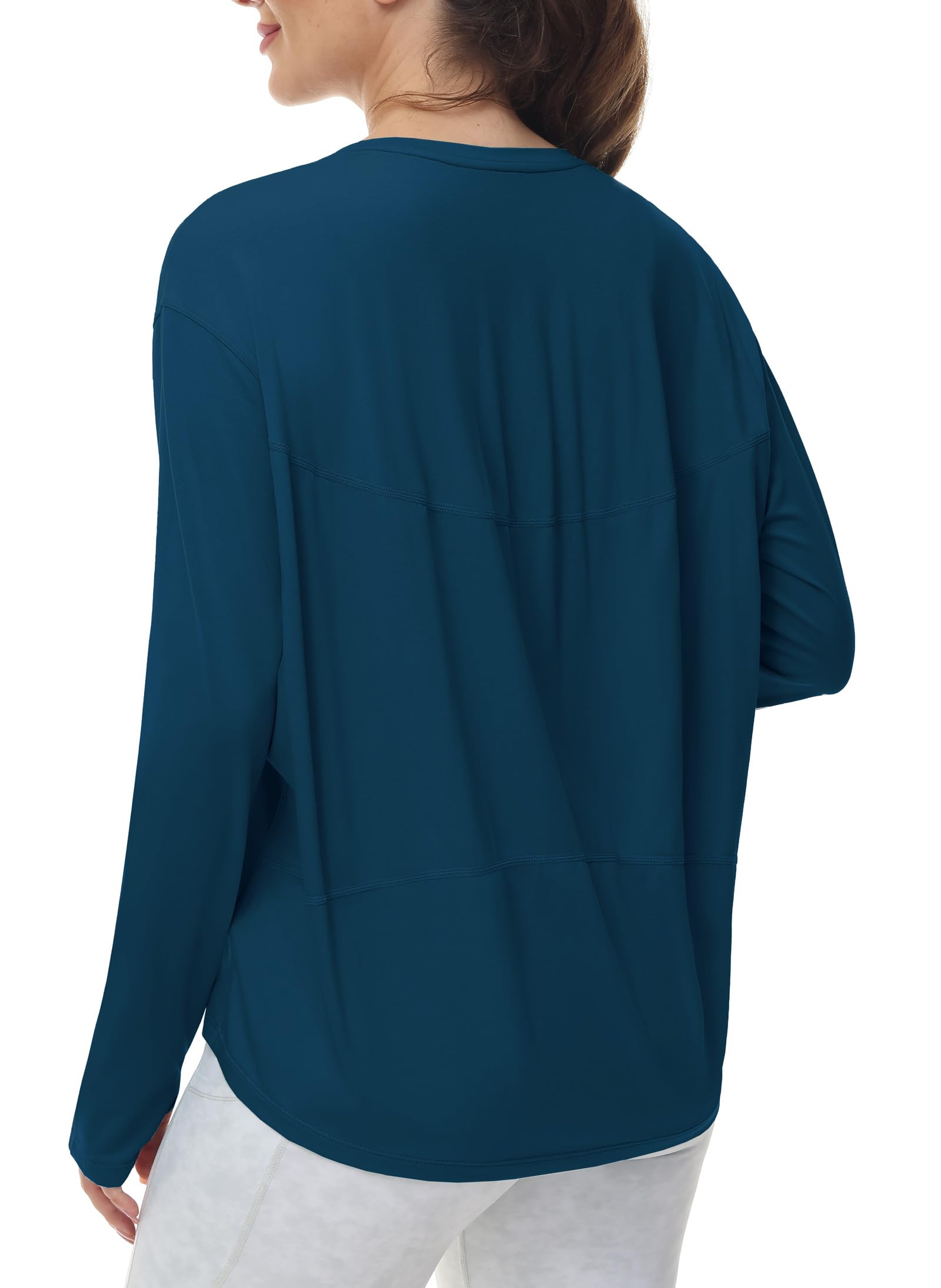 THE GYM PEOPLE Sport Shirts für Damen Langarm Laufshirt Rundhals Lockere Fitness Langarmshirt Yoga Oberteile Wandershirt mit Daumenloch
