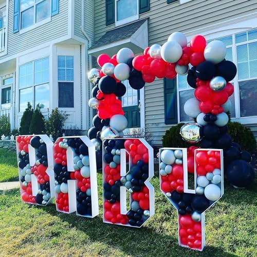 Image of Red Black and White Balloon Arch Kit, ADOINBY 140Pcs Red and Black White Silver Garland kit, 18 12 10 5 Inch Different Size Balloons for Birthday Party Anniversary Racing Car New Year Prom Decorations