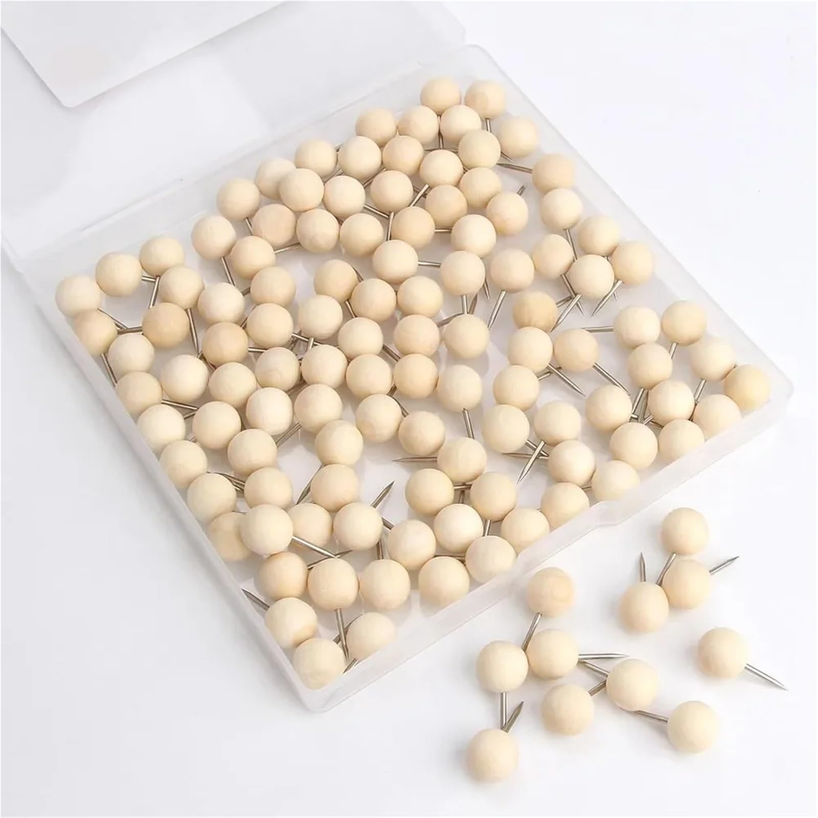 120 chinchetas decorativas de madera para tablones de anuncios para tablones de anuncios, tablón de anuncios, mapas, tablones de anuncios (120 pines estándar)