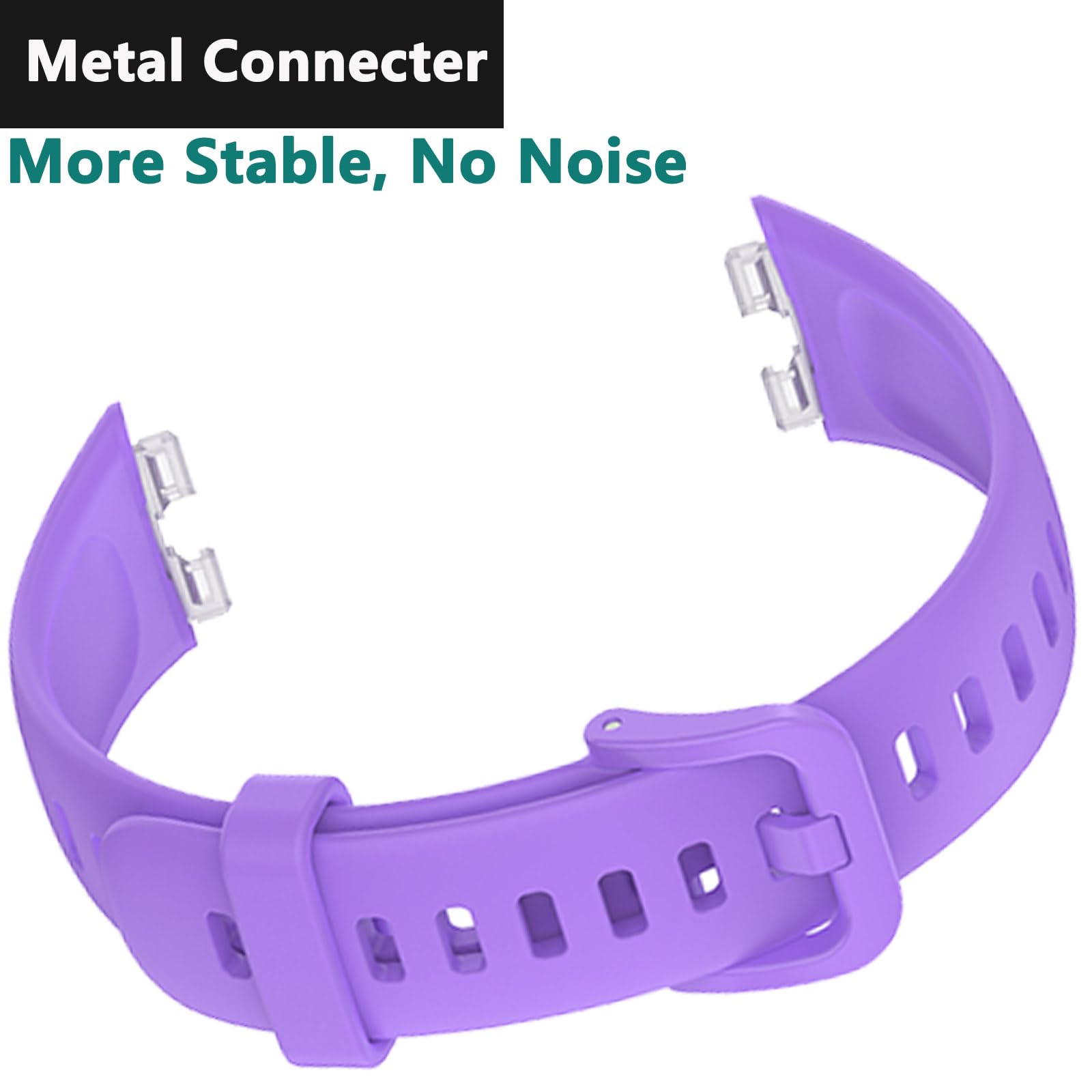 SUGARJAR Silicone Strap For Huawei Band 8/9/10,Soft Sports Replacement Straps for Women and Men, Purple - Image 3