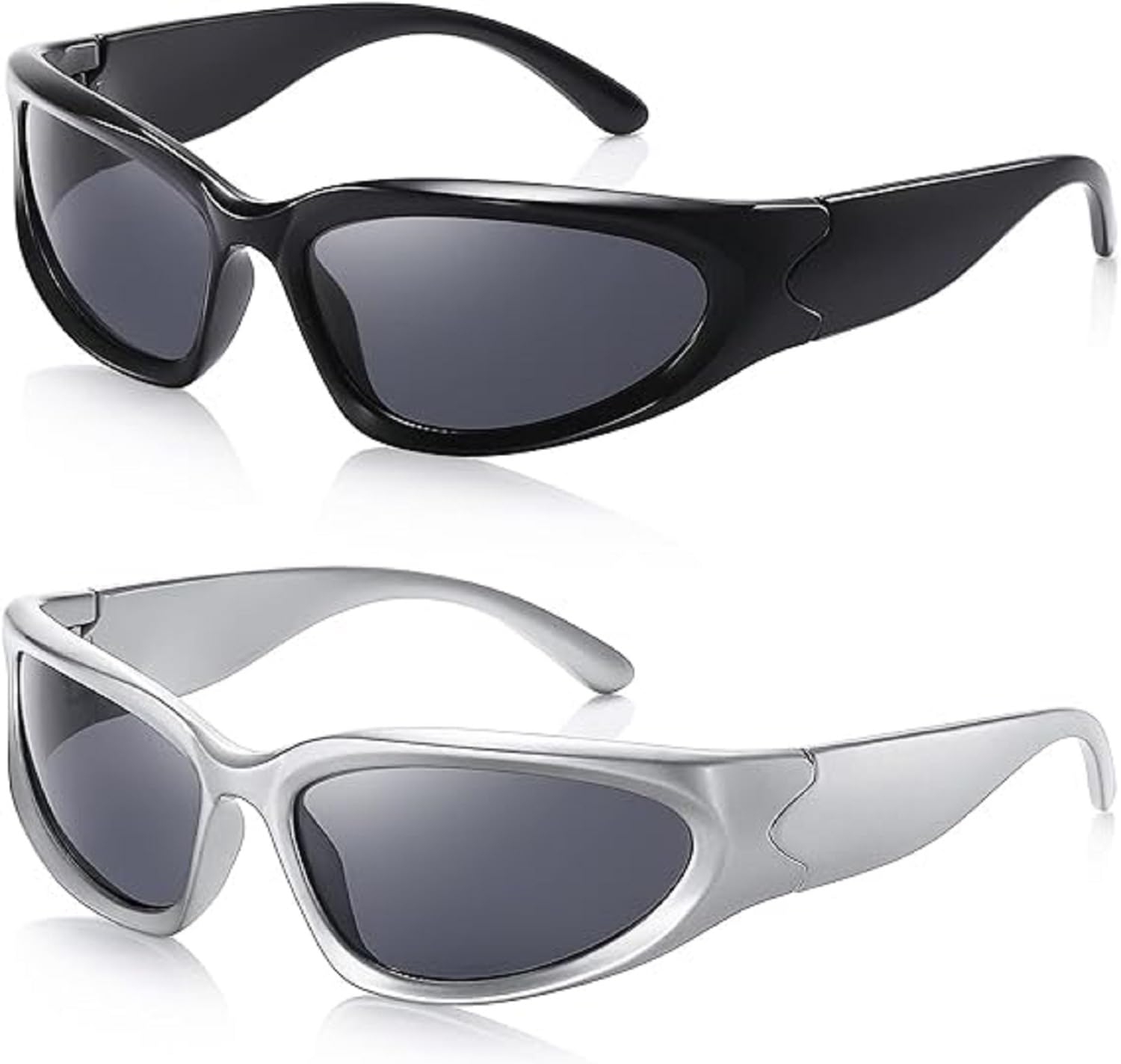 Wrap Around Fashion Sunglasses for Men Women Trendy Swift Oval Dark Futuristic Sunglasses Shades Glasses Eyeglasses