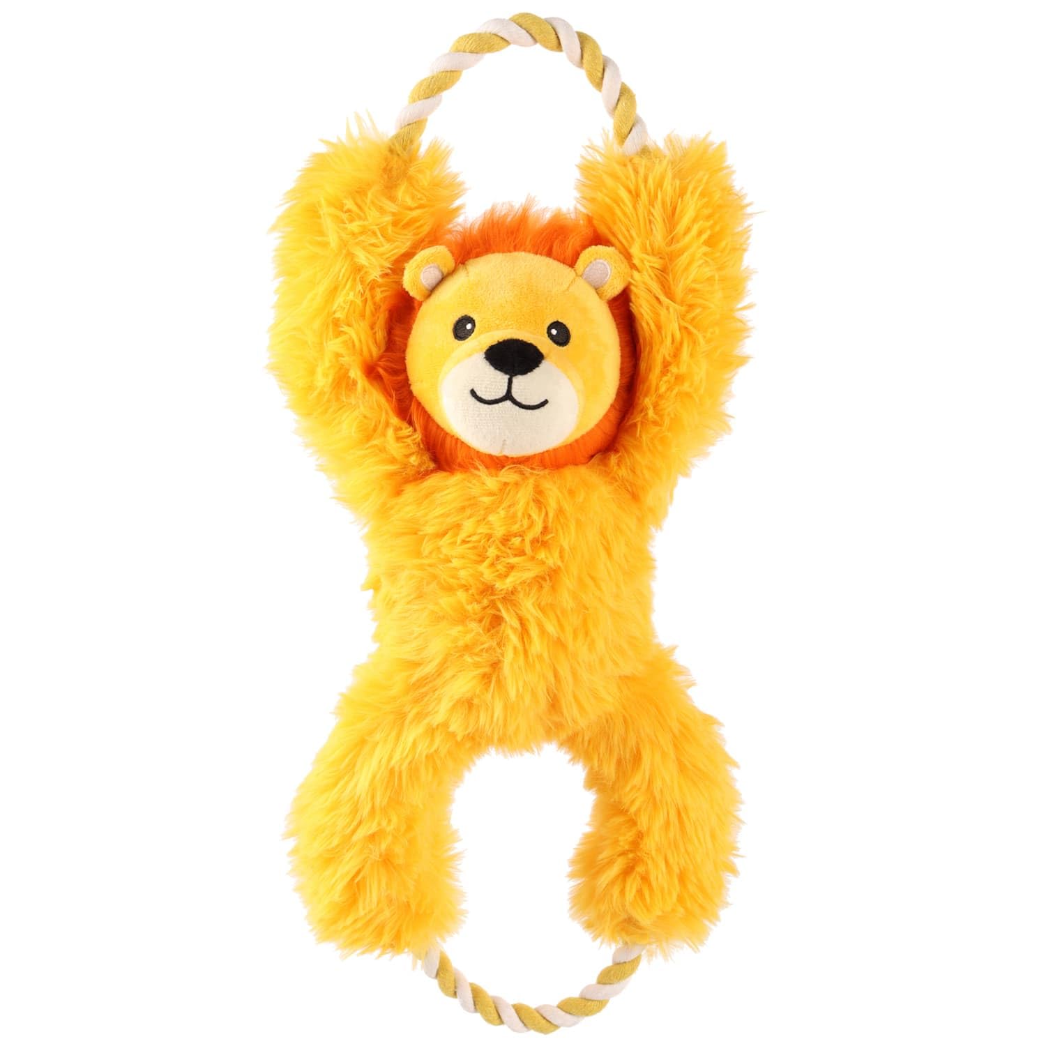 BargainsMania On Safari Rope Dog Toy - Entertain Your Furry Friend With Endless Safari Fun - This Rope Dog Toy Is Stimulating To Pups With Its Crinkly And Squeaky Sensory Features (Yellow Lion)