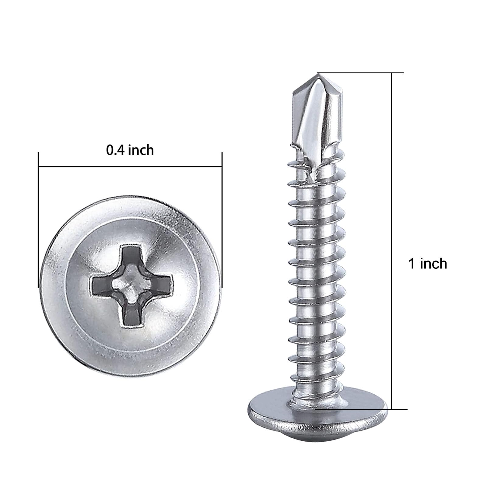 Stainless Steel Sheet Metal Screws - 200 Pack -2
