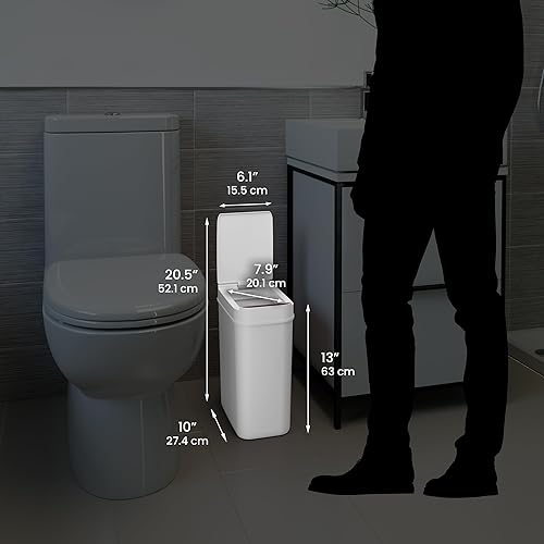 Miniatura 6 de iTouchless Cubo de basura con sensor de baño de 3 galones, 10 litros, sin contacto, delgado, automático, pequeño, con tapa, cesta de basura