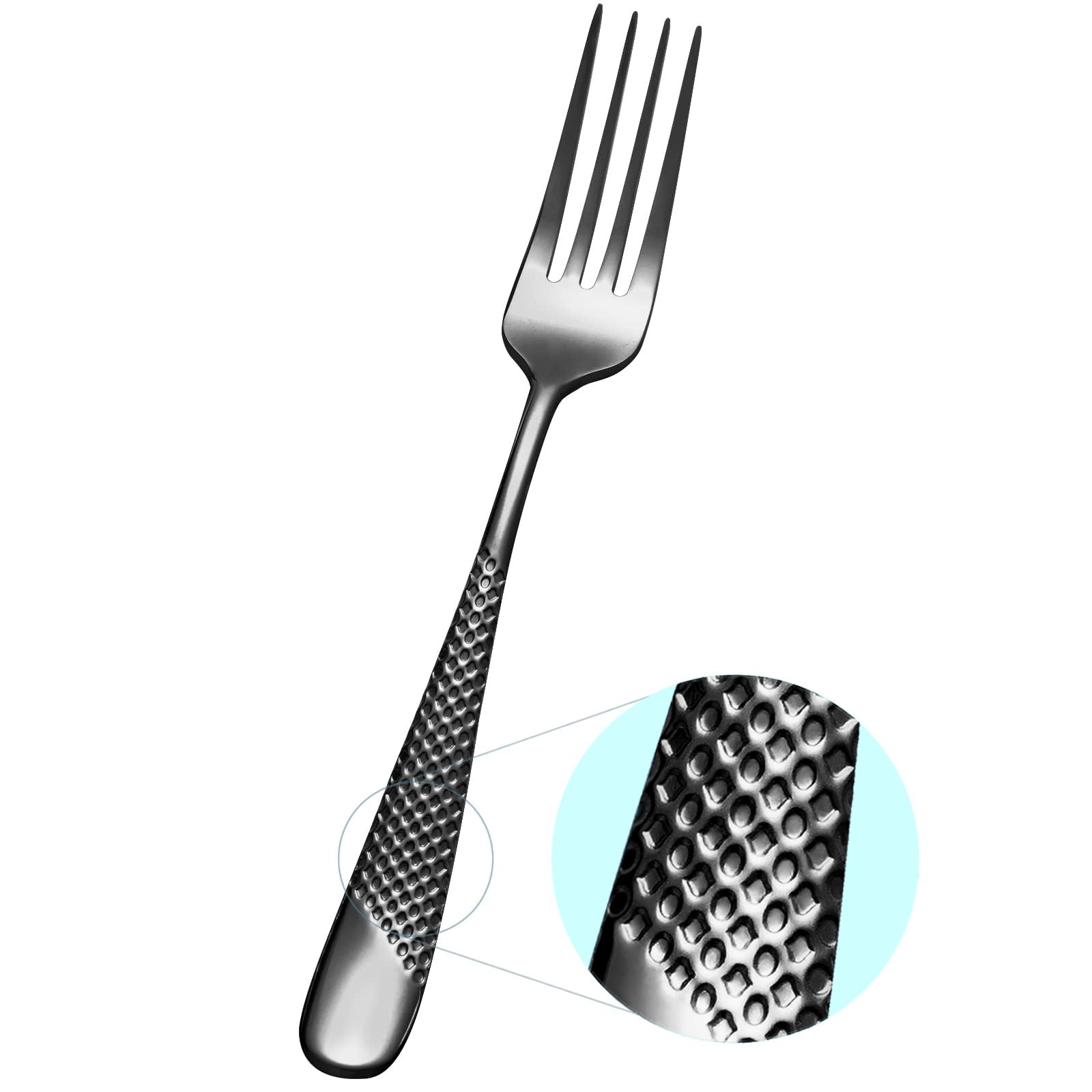 Premium Hammered 18/10 Stainless Steel Dinner Forks Set, 6-Piece