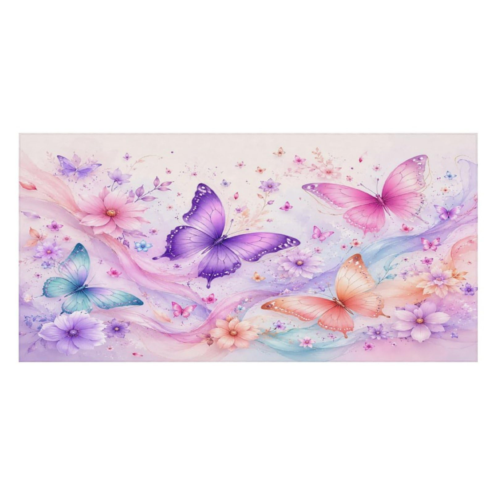 Anceky Butterfly Floral Pattern Pastel Colors Oversized Beach Towel Quick Dry Sand Free Microfiber Travel Towel Lightweight Multi Purpose Beach Blanket Pool Gym Bath Towel 63x31 in
