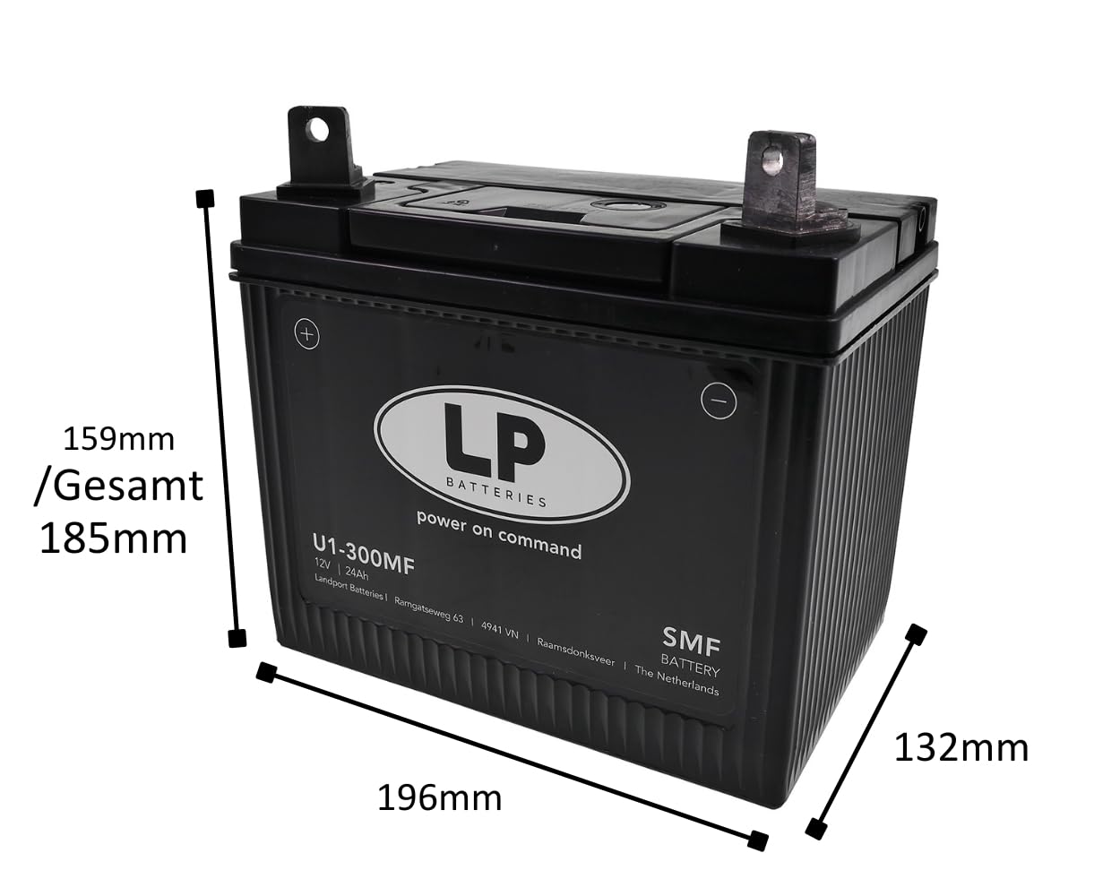 U1-300MF 53034 - Batería para tractor cortacésped SMF (12 V/24 Ah, 300 A, 53034)