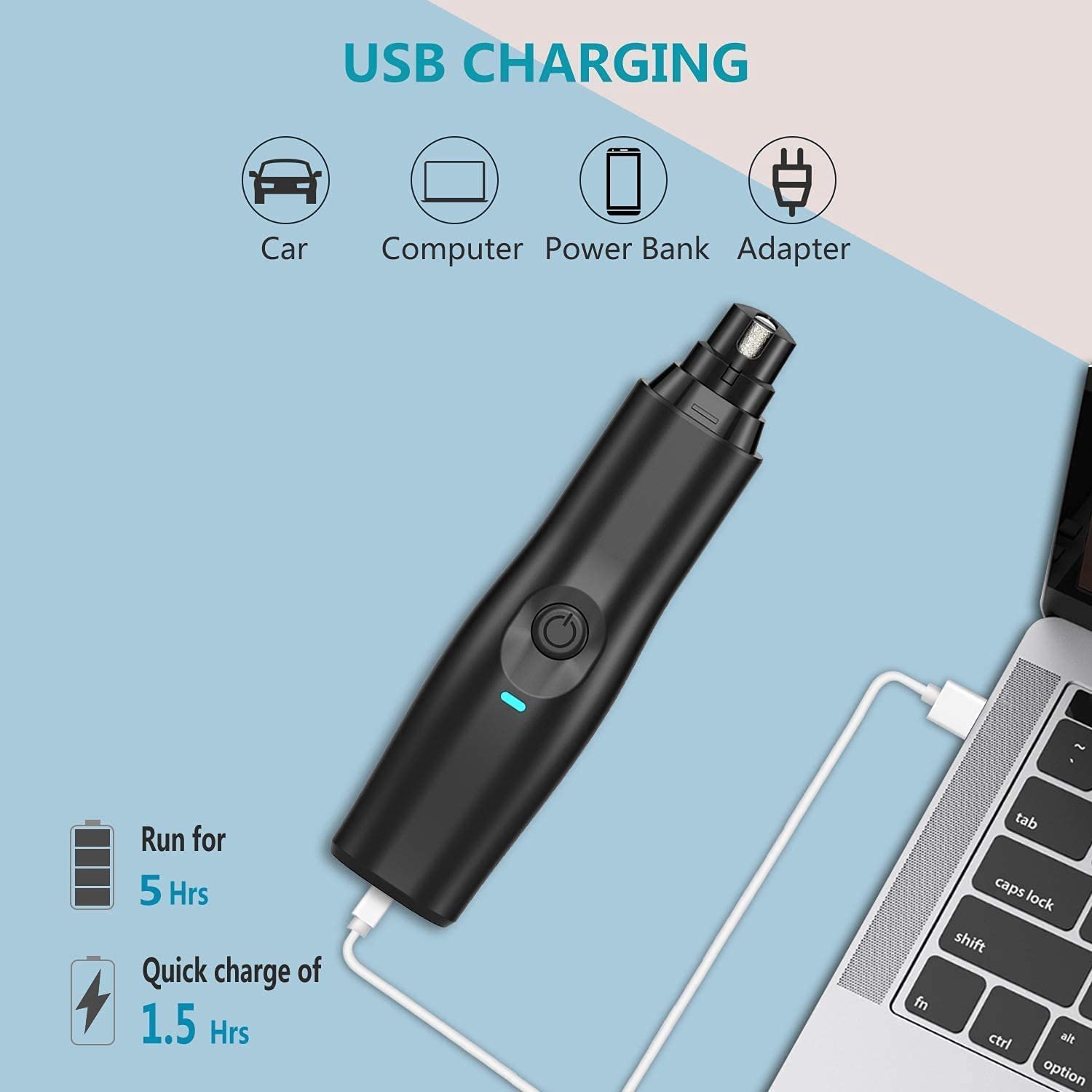 Tongeurs à Ongles pour Animaux de Compagnie, Chargement USB, Polissage Facile, Super Silencieux 3 Modes pour Grand Milieu Petits Chiens et Chats