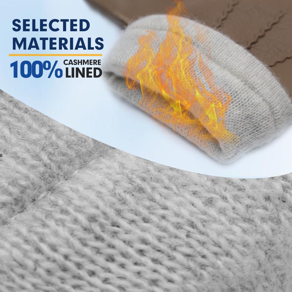 MGGMOKAY Homme Gants En Peau de Chèvre Avec Doublure En Cachemire