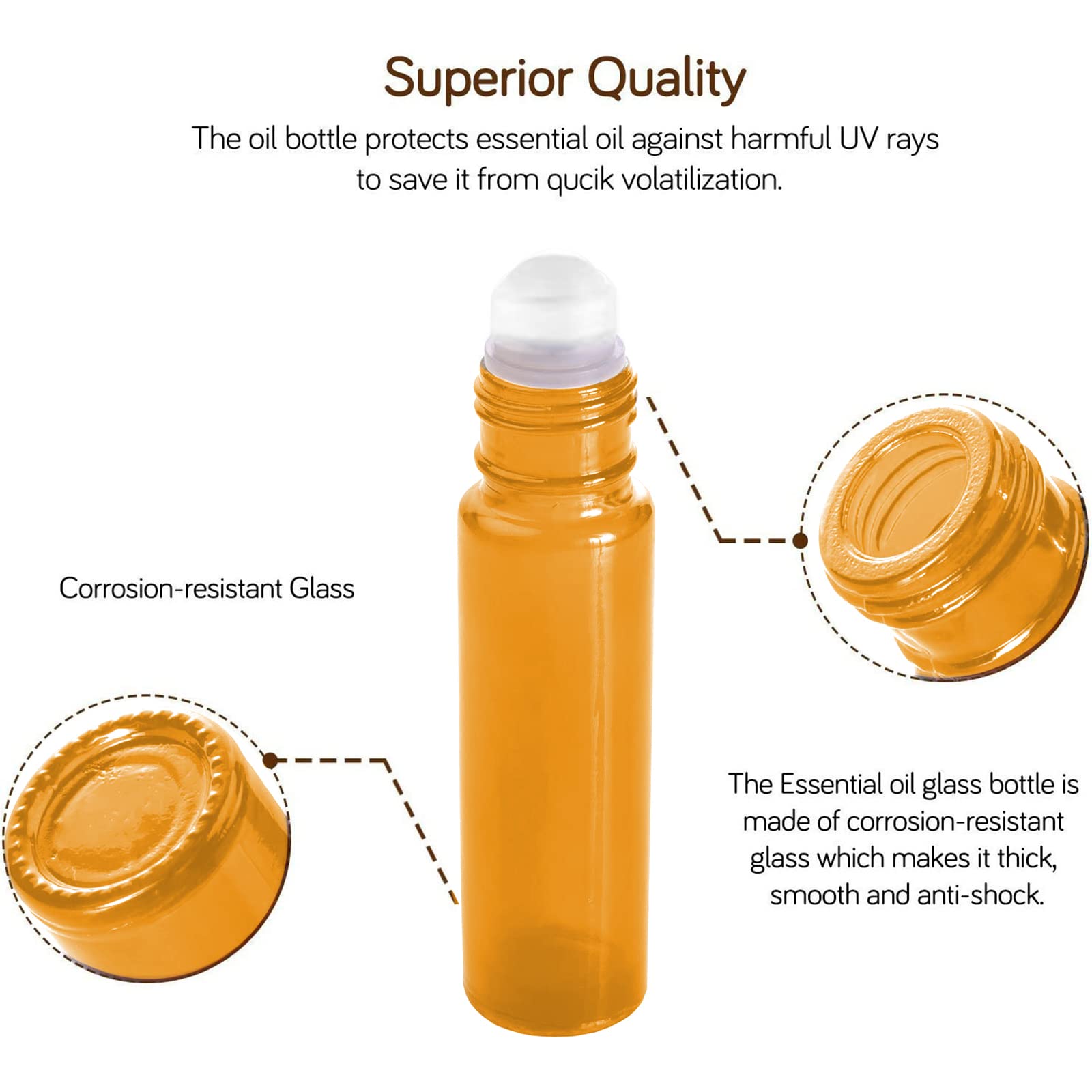 Roll On Huiles Essentielles,2 Pcs Flacon Roll on en Verre,Marron Flacon Roll On Vide,pour Huile Essentielle,Rechargeable,Aromathérapie,Parfum,Massage,avec Bille en Acier Inoxydable