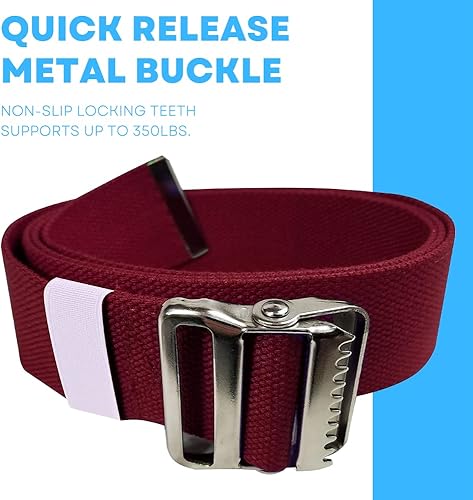 Vista 19 de LiftAid Cinturón de transferencia y marcha de 60 pulgadas con hebilla y bucle de metal, ayuda para caminar, pararse y transferir para personas Negro