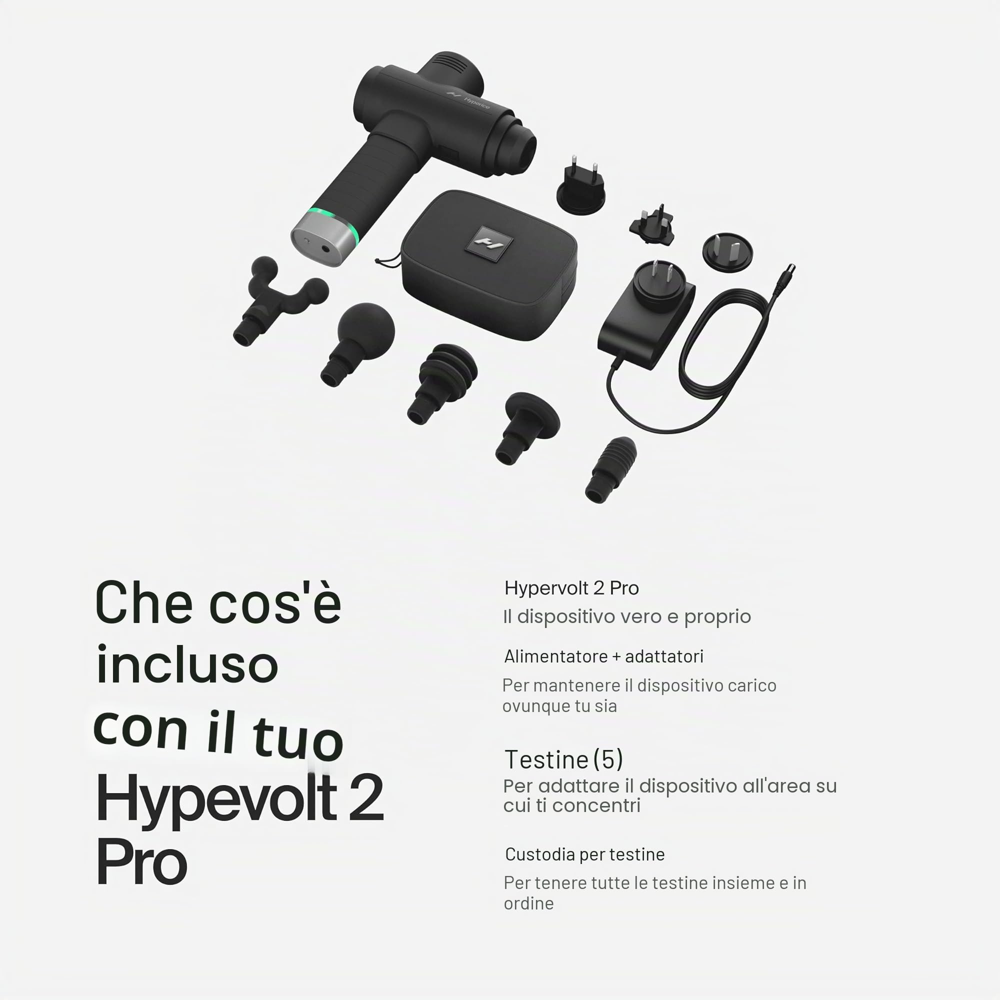 Hypervolt 2 Pro Pistola massaggiante a percussione portatile | Recupero pre e post allenamento | 5 velocità e testine intercambiabili | Dolore, rigidità e circolazione