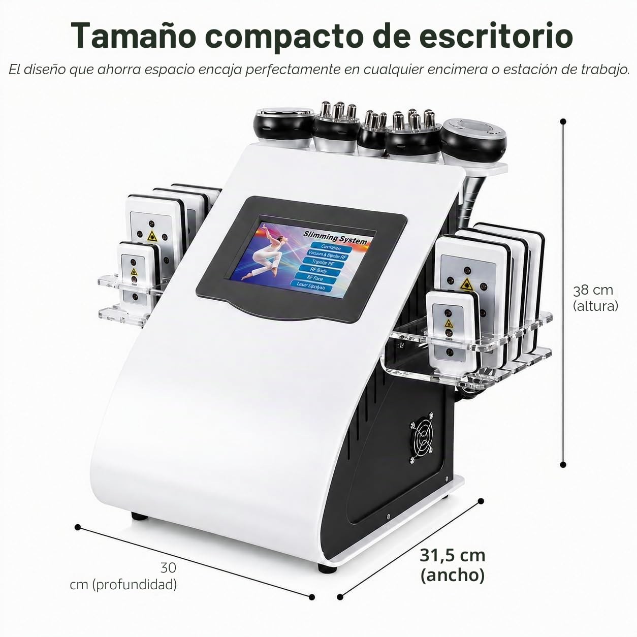 Máquina de cavitación 6 en 1: equipo multifuncional para modelar el cuerpo y belleza facial para cara, brazos, abdomen, cintura, muslos y nalgas
