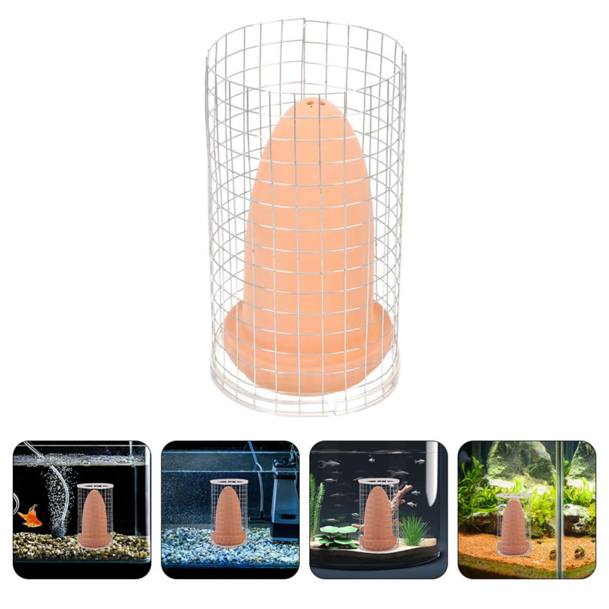 Conos de Cría para Peces Disco y Camarones, Cerámica Tapa y Red Protectora, Adecuado para Acuarios de Tamaño Medio y Cría Controlada