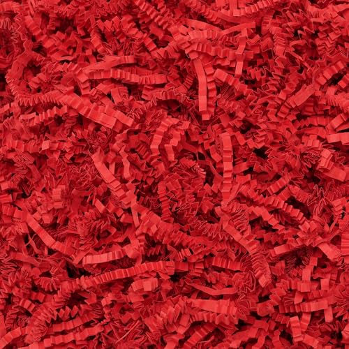 ROSYJUNE 1LB Crinkle Paper Filler Red Shredded Paper for Gift Basket Box