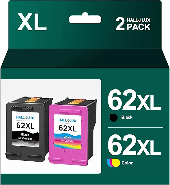 Cartouche d'encre HALLOLUX 62XL pour HP Envy 5644 - Pack 2 Noir et Couleur