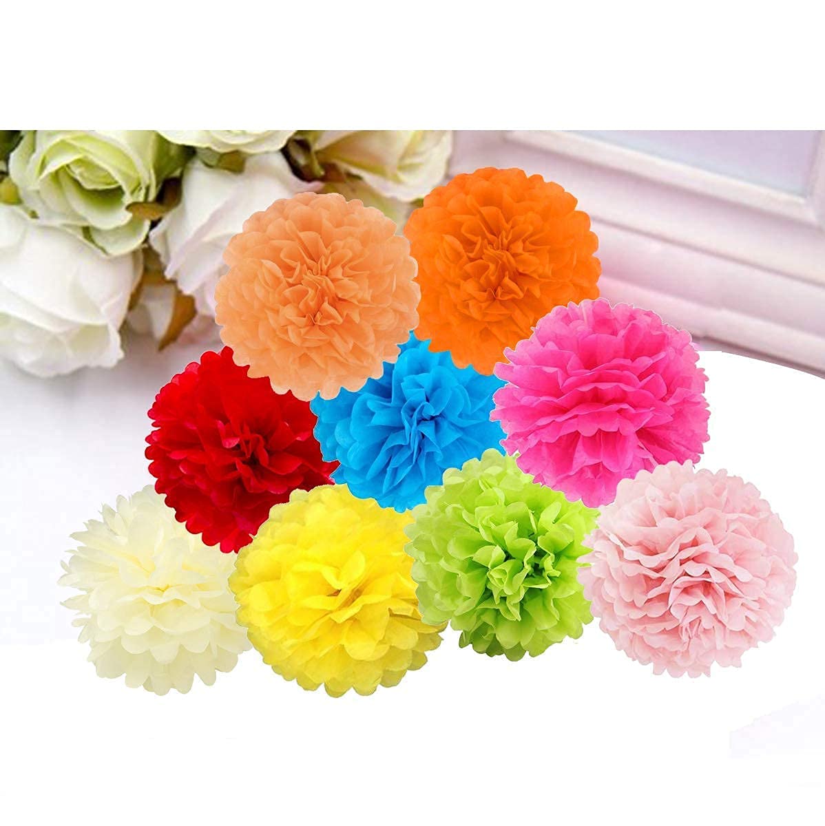 CRELZOS Party Tissue Hanging Paper Pom Poms Set | 12 Pcs Set | Decorative Hanging Paper Flower Ball | Wedding Birthday Party Baby Shower Party Decorations | (Multicolor) (B0B1D68656) Amazon Price History, Amazon Price Tracker