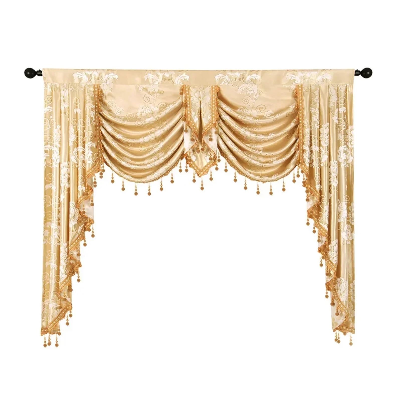 QMDSNFB Swags For Windows Curtains For Living Room Bedroom Dining Royal Luxury Valance Pelmet Window Swag Curtain Wedding Backdrop Stand
