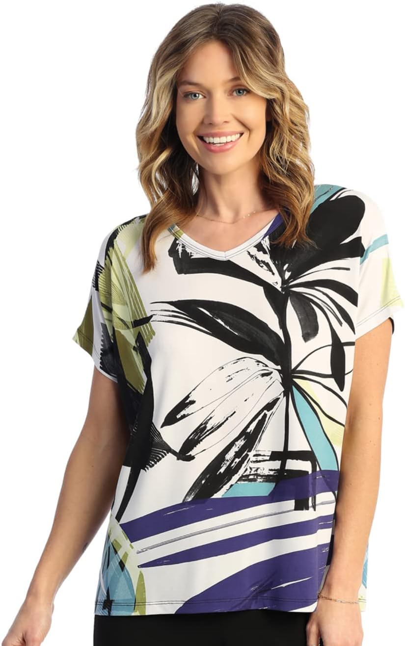 Jess & Jane Soft Drape Knit Short Sleeve Top - Y16