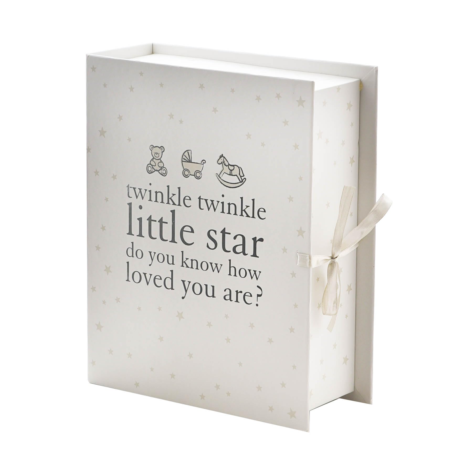 Happy Homewares Bella scatola dei ricordi decorativa Juliana con cassetti – Twinkle Twinkle Little Star – perfetta per conservare i primi denti o riccioli del bambino