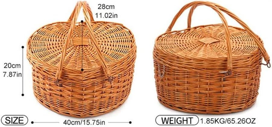 アウトドア ピクニック バスケット ハート型 手織り 収納バスケット