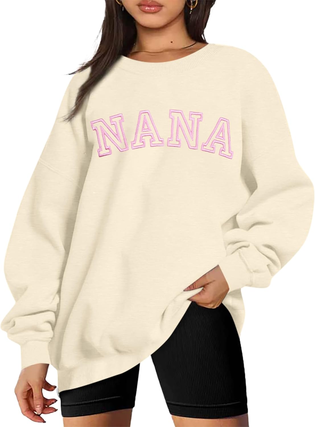 MNLYBABY Nana Sweatshirt Grandma Shirt Women: Mothers Day Shirts Oversized Nana Life Gift Pullover Mimi Gigi Long Sleeve Tops