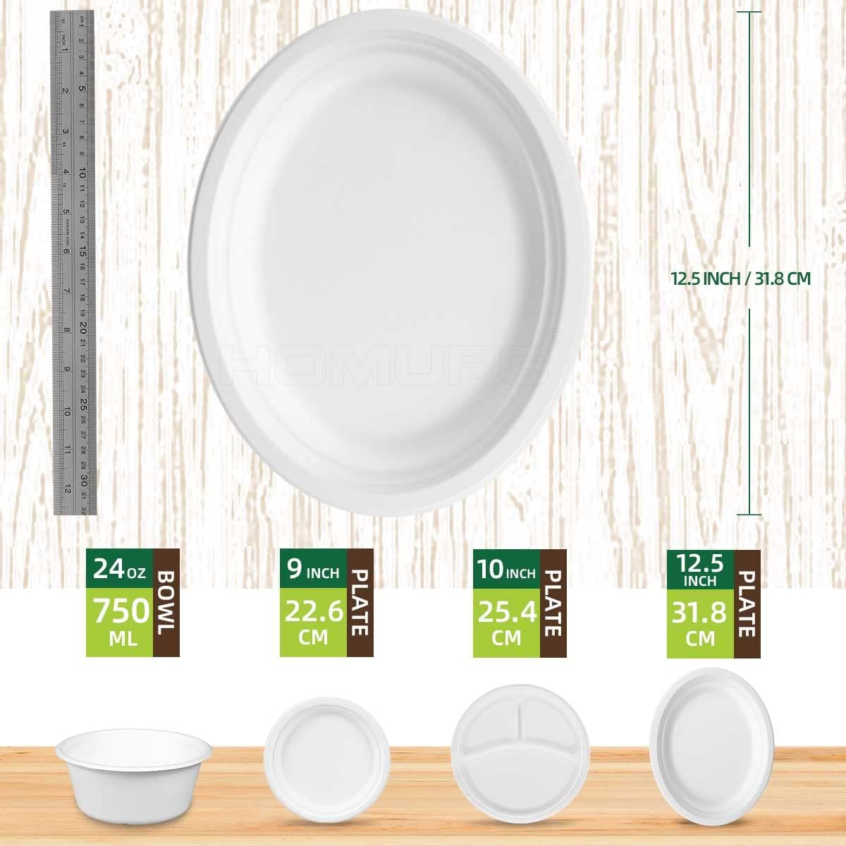 Heavy Duty Oval Disposable Paper Plates Dinner Size 10 x 12.5 Inch, Large Oval Shaped Christmas Thanksgiving Easter Paper Plate, White Holiday Birthday Party Dinner Plates & Dishware 50 Count - Image 5