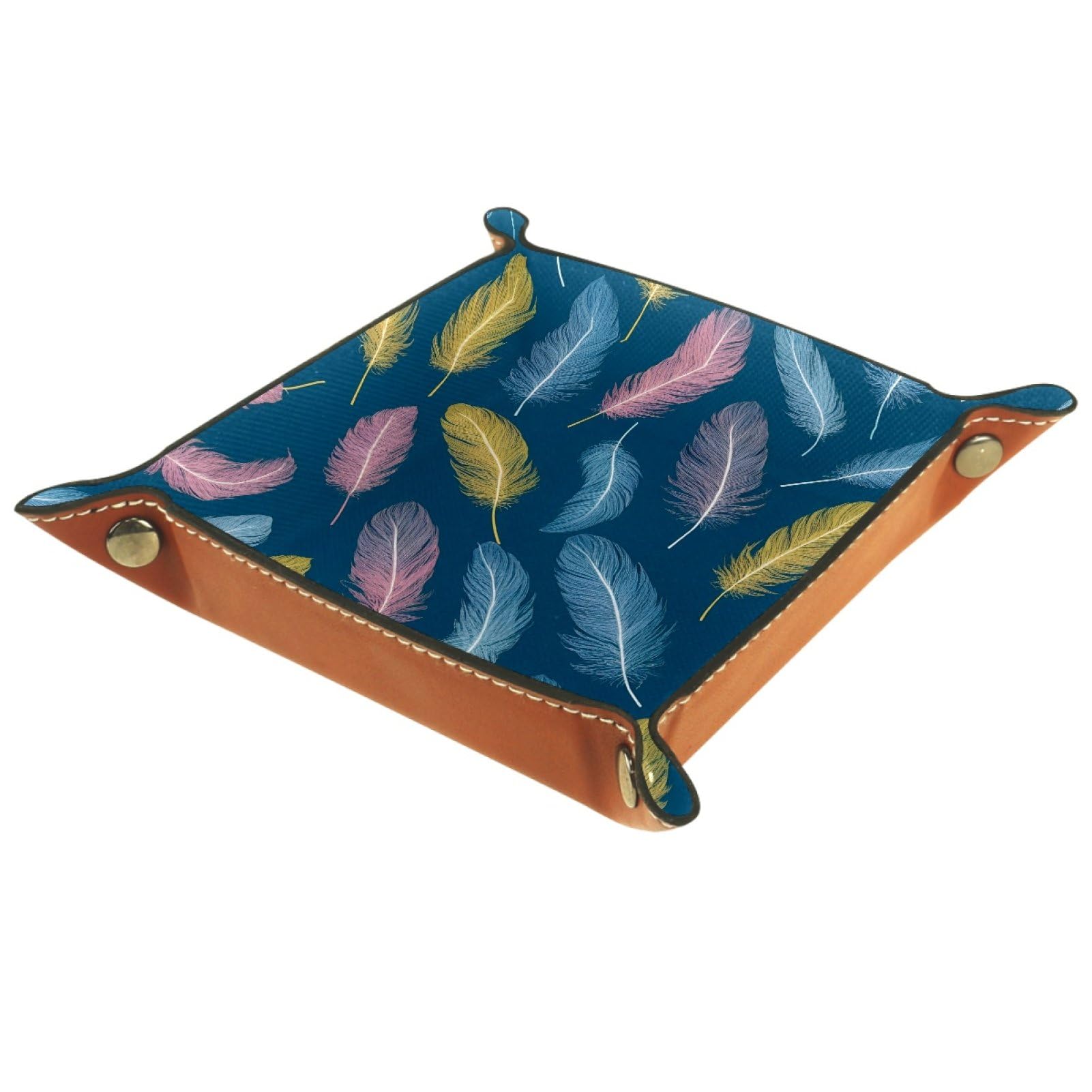 VAPOKF Colorful Feathers Dice Tray, Folding Microfiber Leather Dice Holder for Dungeons and Dragons RPG Dice Gaming D&D and Other Table Games